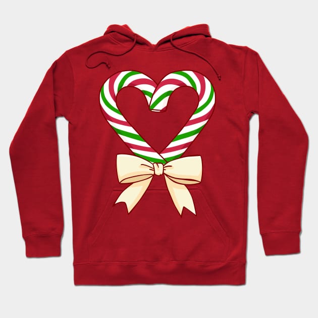 Candy Cane Heart Hoodie by PurrfectlyBrewed